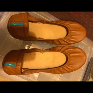 Tieks tan flats. Woren once. Like new.